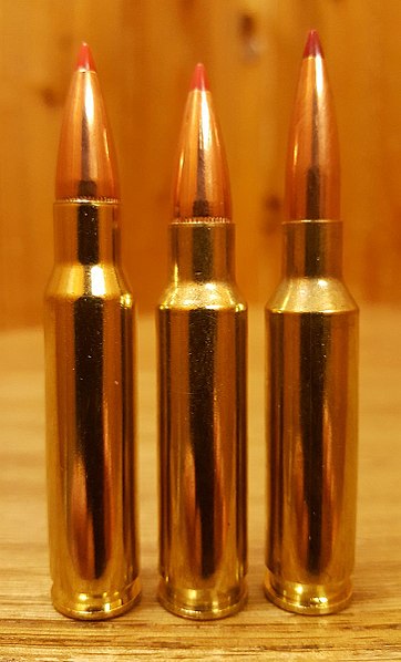 Od lewej strony naboje: .308 win, .30 TC , 6,5 Creedmoor